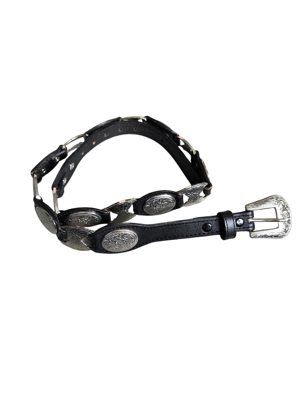 Black Leather Western Concho Belt